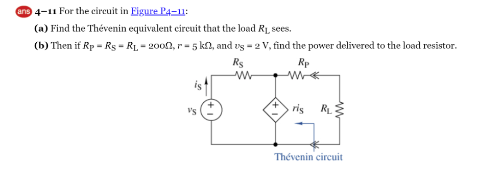 Solved 4-11 For the circuit in Figure P4=11 : (a) Find the | Chegg.com