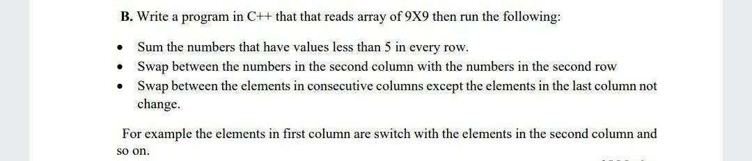 Solved B. Write a program in C++ that that reads array of | Chegg.com