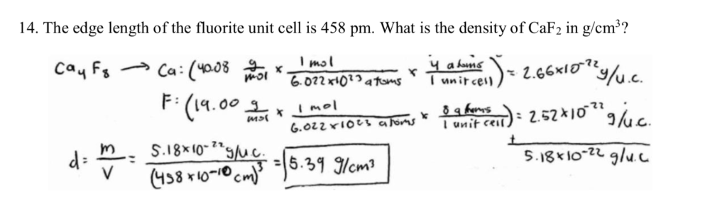 solved-14-the-edge-length-of-the-fluorite-unit-cell-is-458-chegg