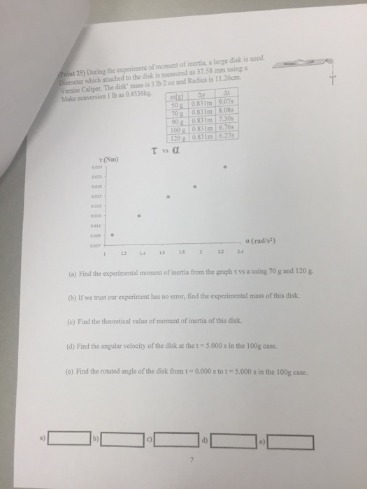 moment of inertia of a rotating disk experiment