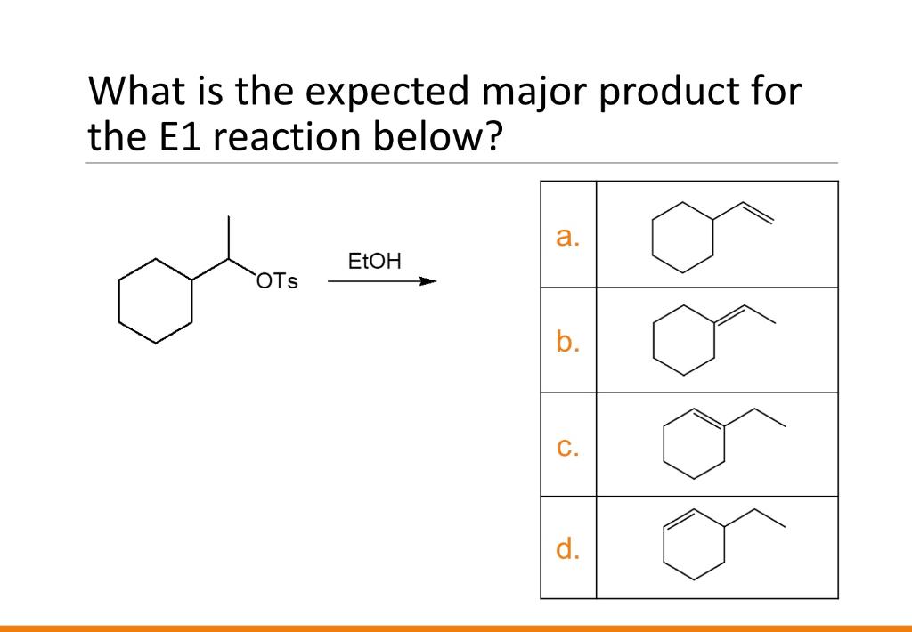 Solved What is the expected major product for the E1 | Chegg.com