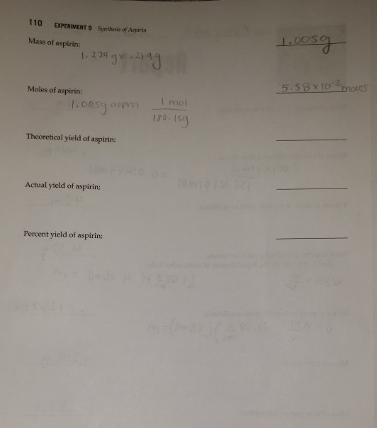 Solved Need Help Calculating Theoretical Yield Of Aspirin&hellip;