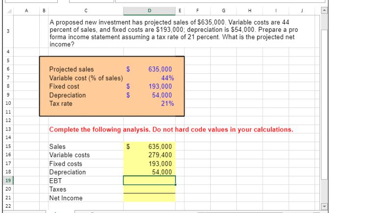 Solved A proposed new investment has projected sales of | Chegg.com