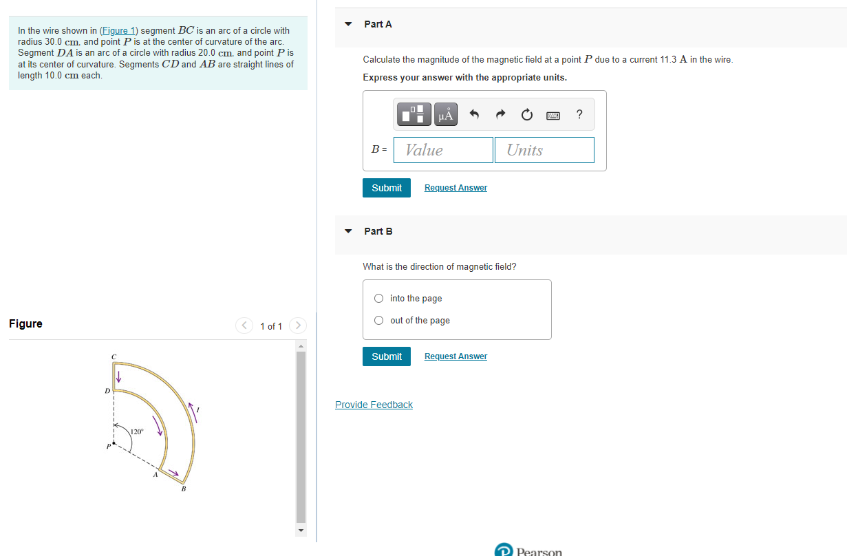 Solved In the wire shown in (Figure 1) segment BC is an arc | Chegg.com