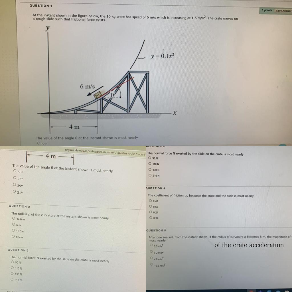 Solved QUESTION 1 1 points Save Answer At the instant shown | Chegg.com