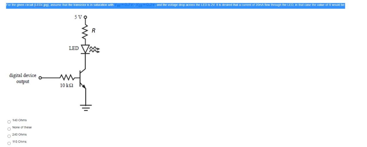 Solved For the given circuit (LEDC.jpg), assume that the | Chegg.com