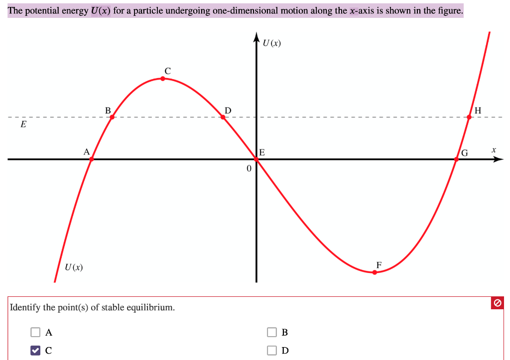 Solved The potential energy U(x) for a particle undergoing | Chegg.com