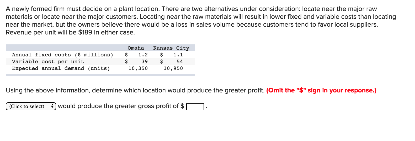 A Newly Formed Firm Must Decide On A Plant Location Chegg 