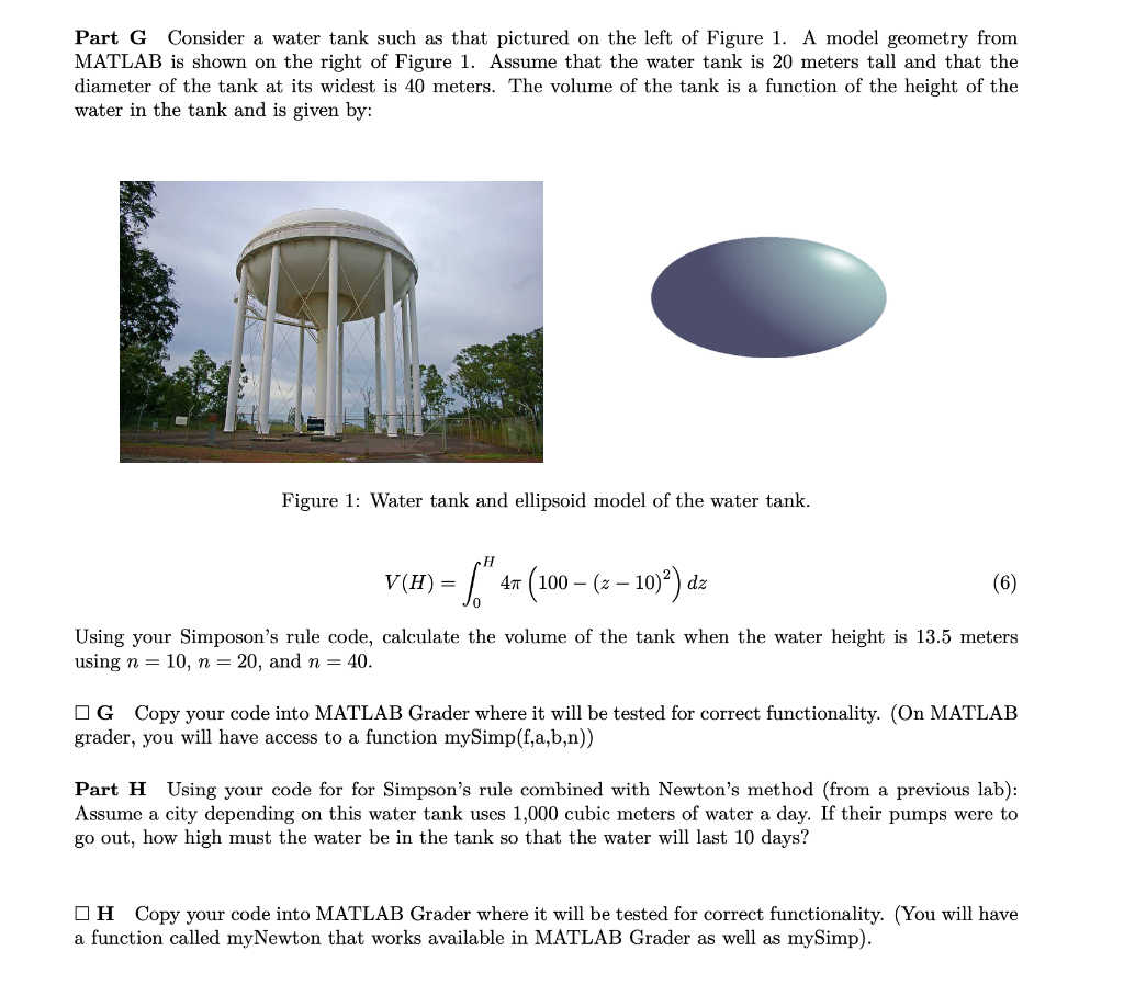 Solved Part G Consider a water tank such as that pictured on | Chegg.com