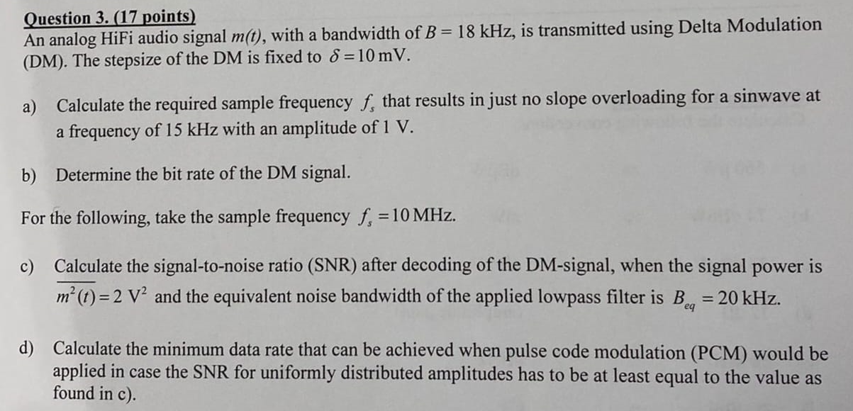 Solved Question 3. (17 points) An analog HiFi audio signal | Chegg.com