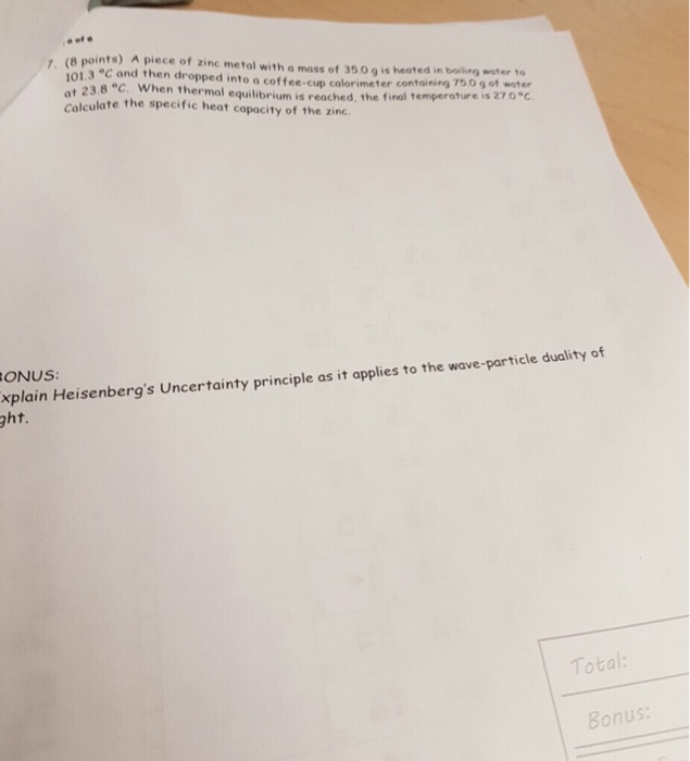 Solved A piece of zinc metal with a mass of 35, .0 g is