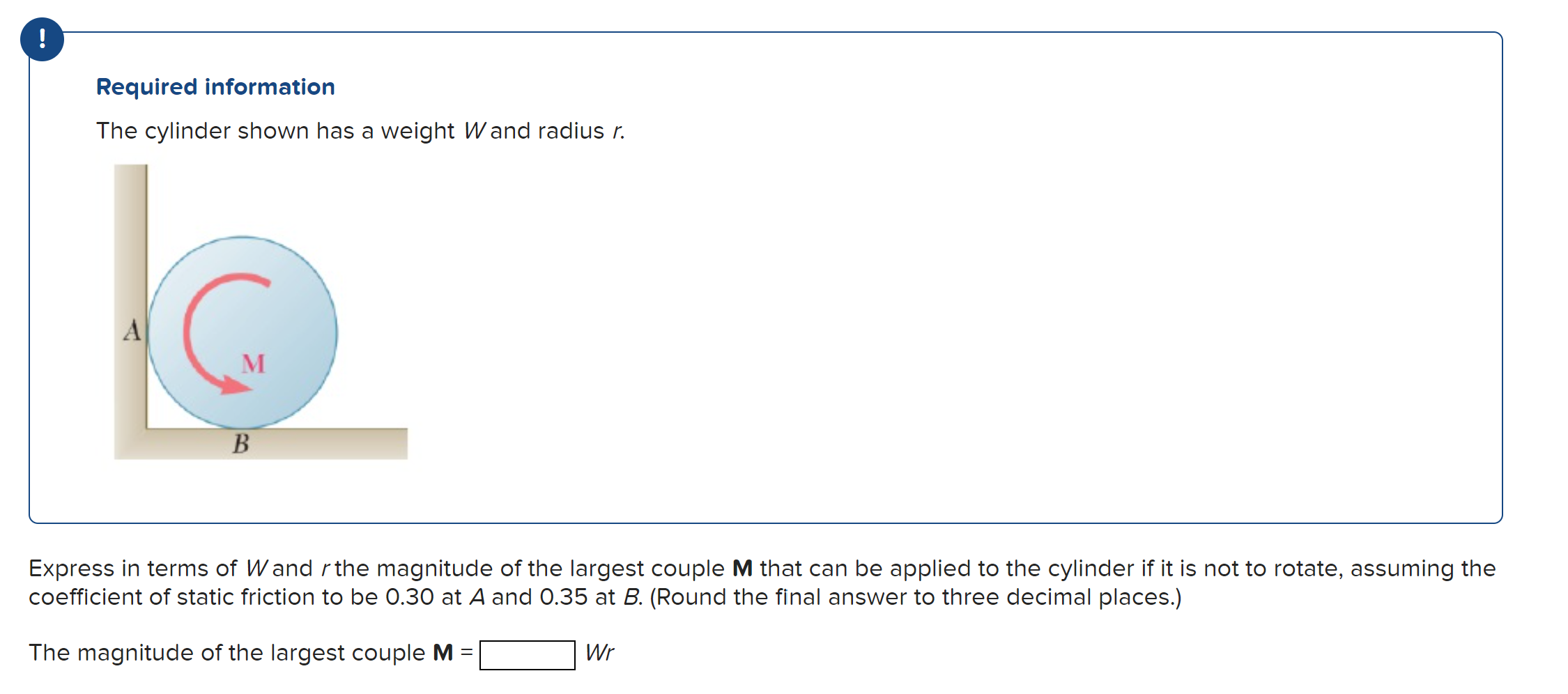 Solved Required Information The Cylinder Shown Has A Weight | Chegg.com