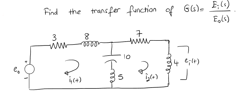 \( G(s)=\frac{E_{i}(s)}{E_{0}(s)} \)