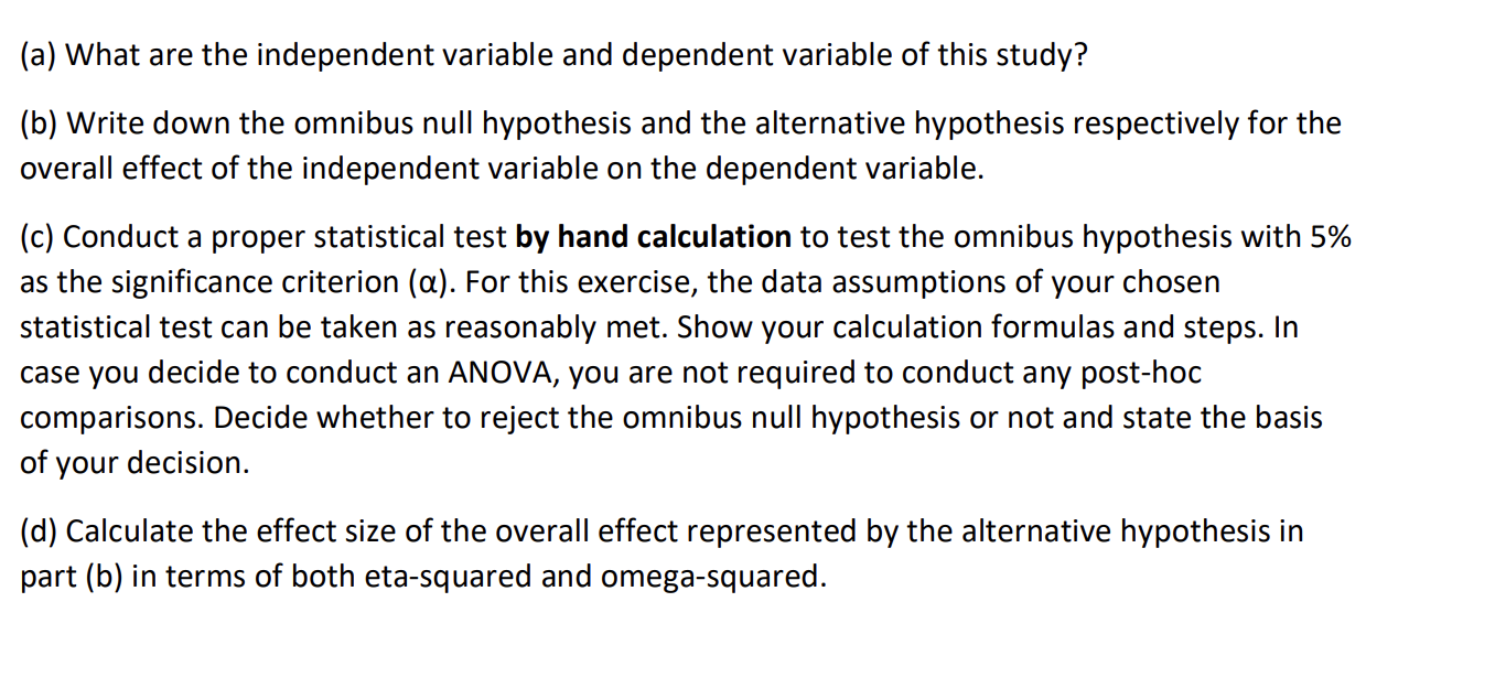 Solved (a) What are the independent variable and dependent | Chegg.com