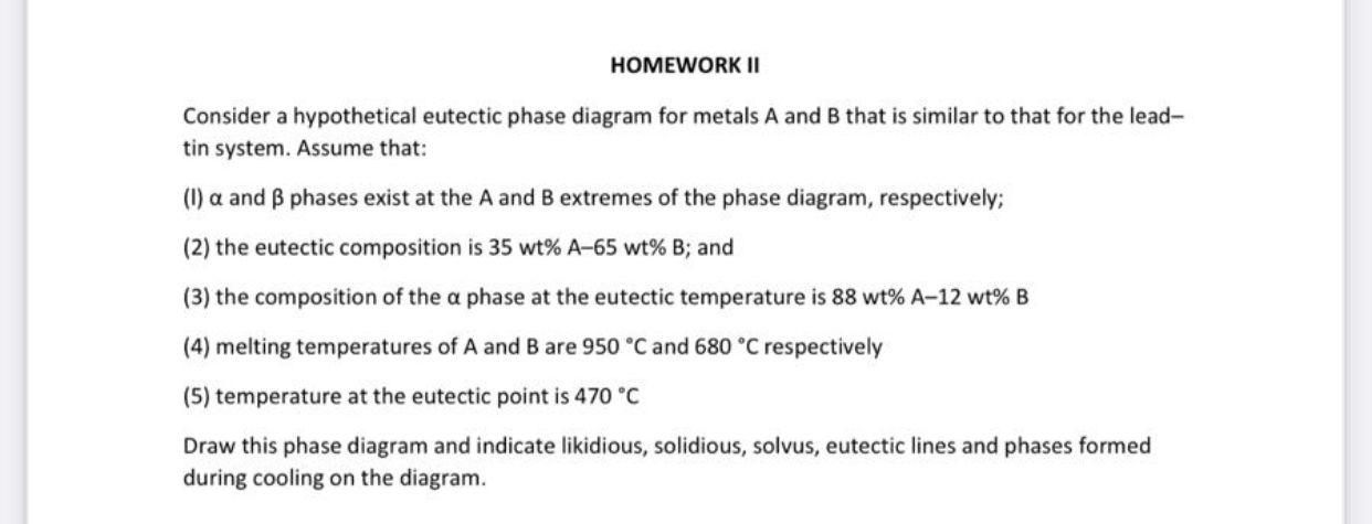 Solved HOMEWORK II Consider A Hypothetical Eutectic Phase | Chegg.com