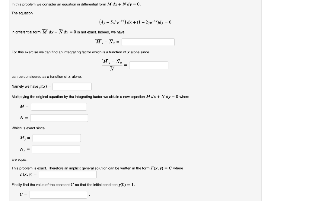 Solved In this problem we consider an equation in | Chegg.com