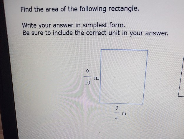 Solved Find the area of the following rectangle. Write your | Chegg.com