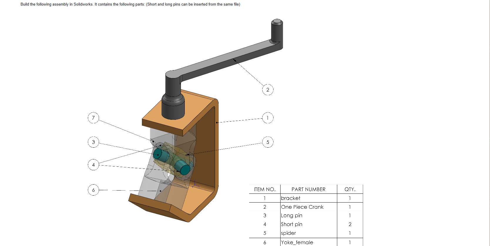 Build the following assembly in Solidworks. It | Chegg.com