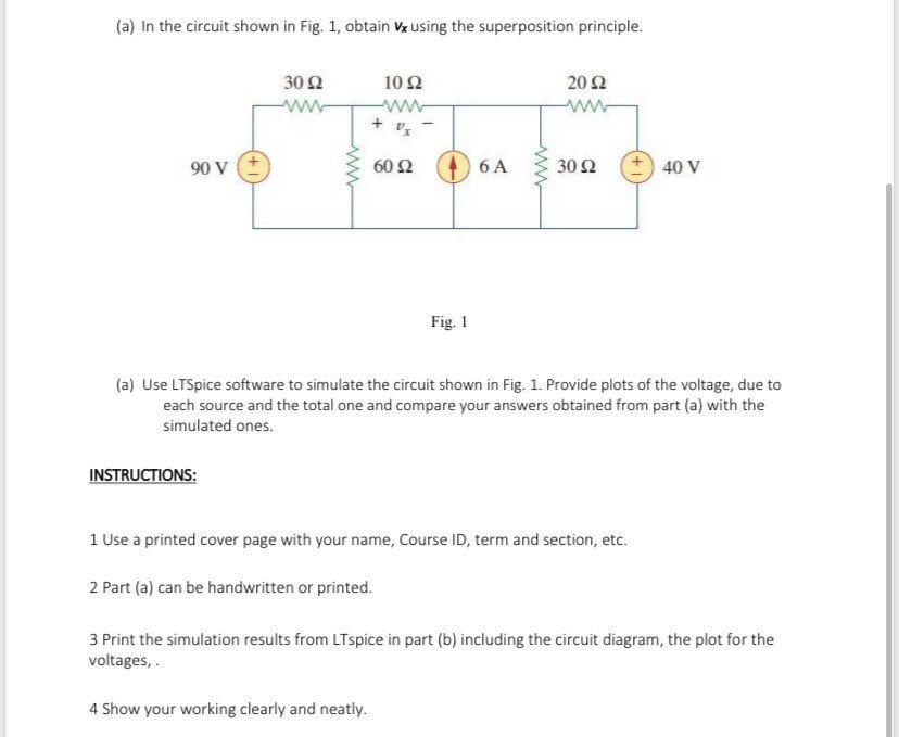 Solved (a) In the circuit shown in Fig. 1 , obtain vx using | Chegg.com