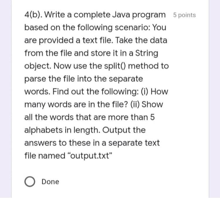 Solved 4(b). Write A Complete Java Program 5 Points Based On | Chegg.com