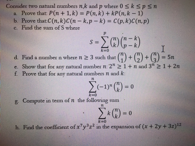 Consider Two Natural Numbers Nk And P Where 0 Sk Span Chegg Com