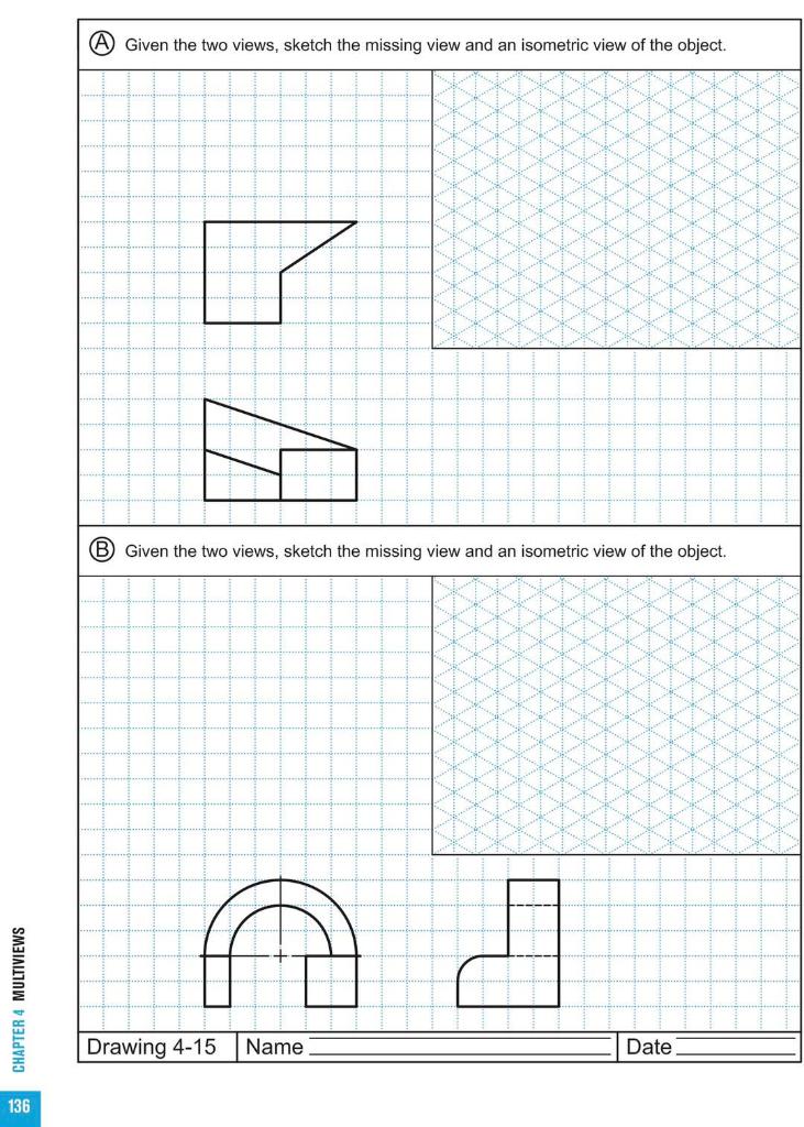 Solved A Given the two views, sketch the missing view and an | Chegg.com