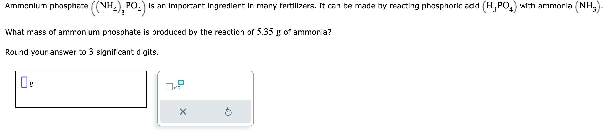 Solved Ammonium phosphate ((NH4)3PO4) is an important | Chegg.com