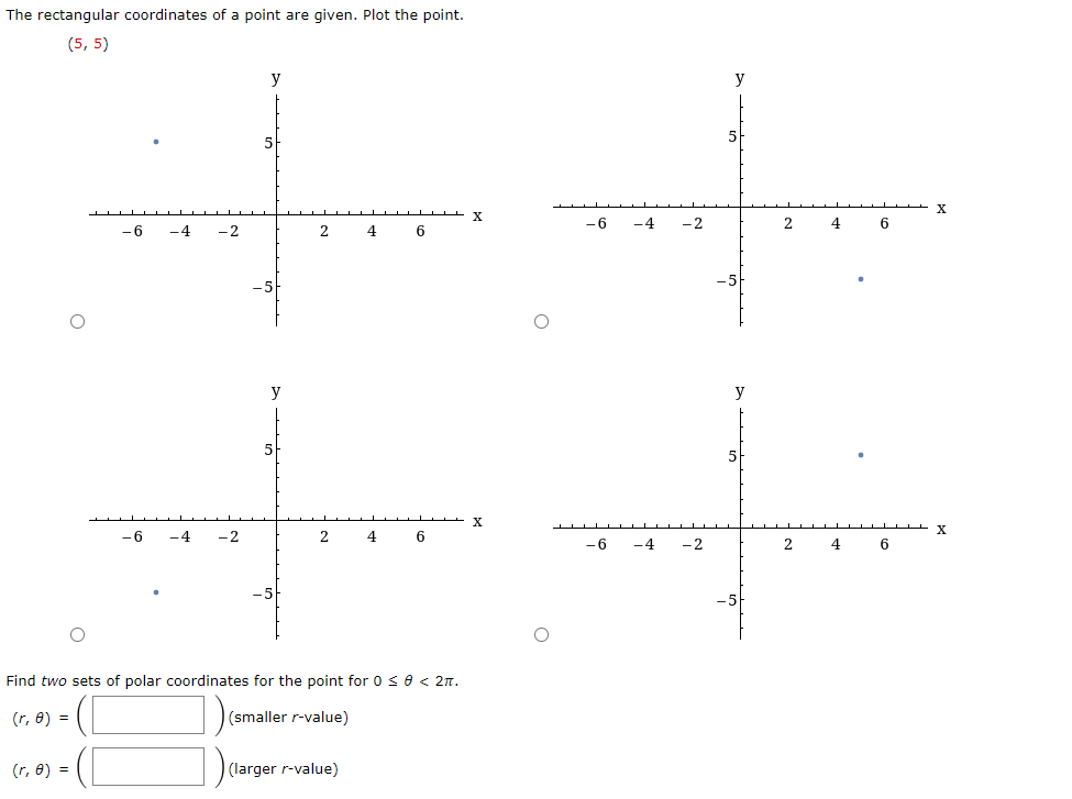 Solved The rectangular coordinates of a point are given. | Chegg.com
