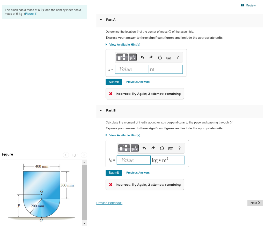 Solved Review The block has a mass of 5 kg and the