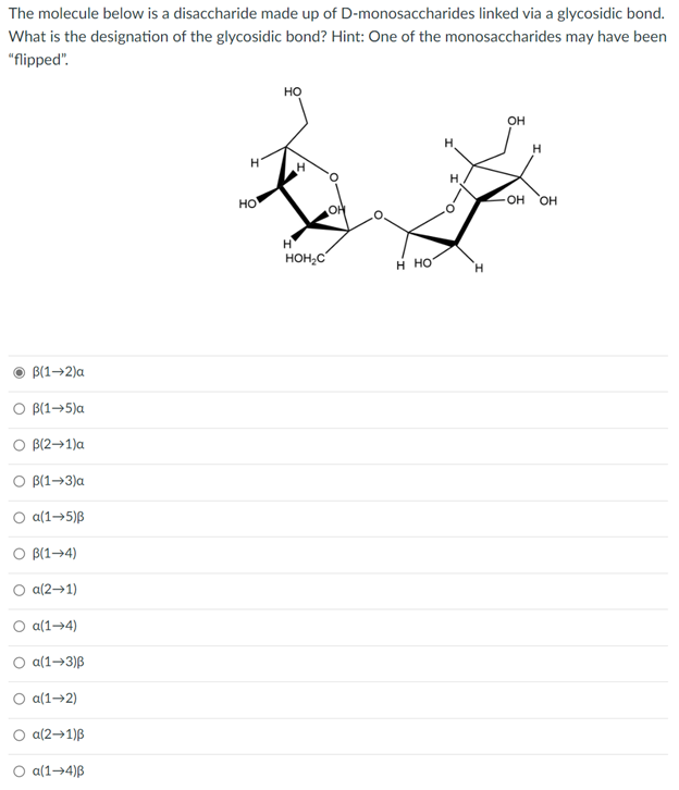 The molecule below is a disaccharide made up of | Chegg.com
