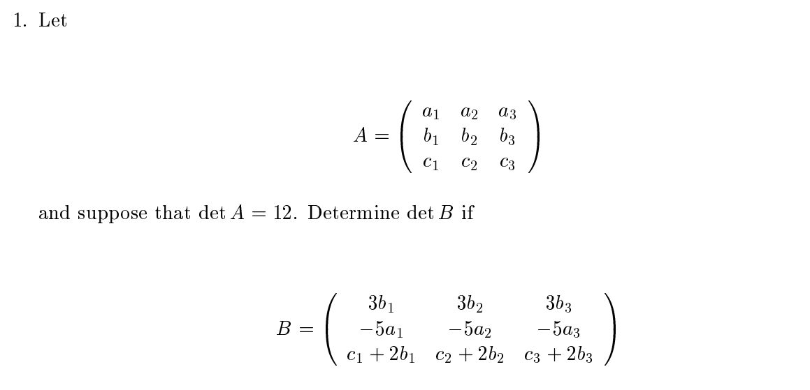 Solved \ C1 + 2bị C2 + 262 C3 + 263 1. Let Ai D2 03 B1 B2 B3 | Chegg.com