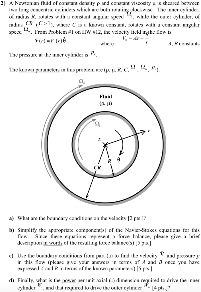 Solved 2) A Newtonian fluid of constant density ρ and