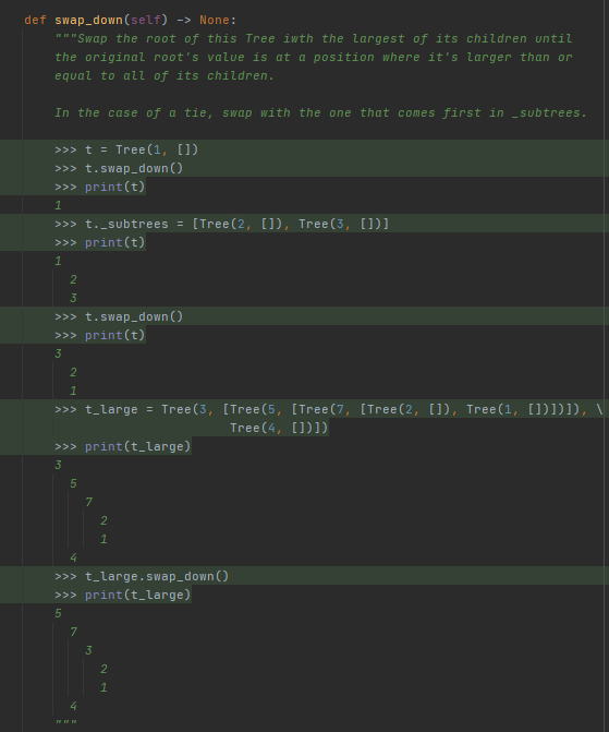 Solved def swap_down(self) -> None: Swap the root of this | Chegg.com