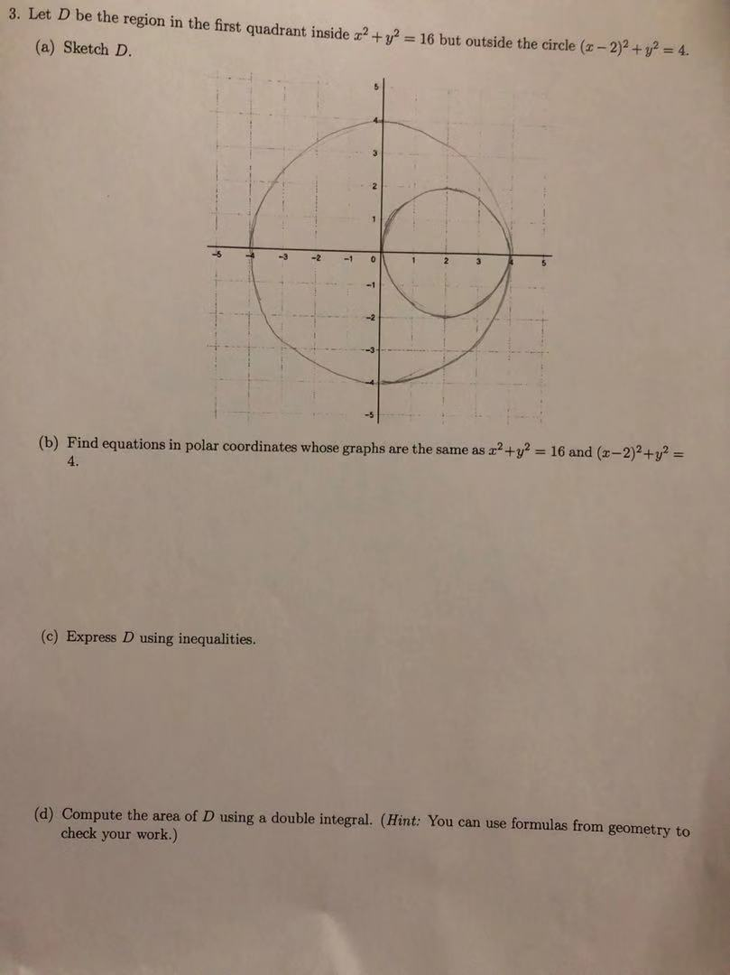 Solved 3. Let D be the region in the first quadrant inside ? | Chegg.com