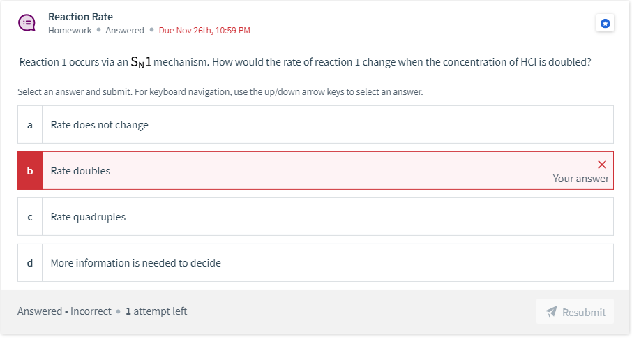 Solved Reaction 1 Reaction 2Reaction Rate Homework - | Chegg.com
