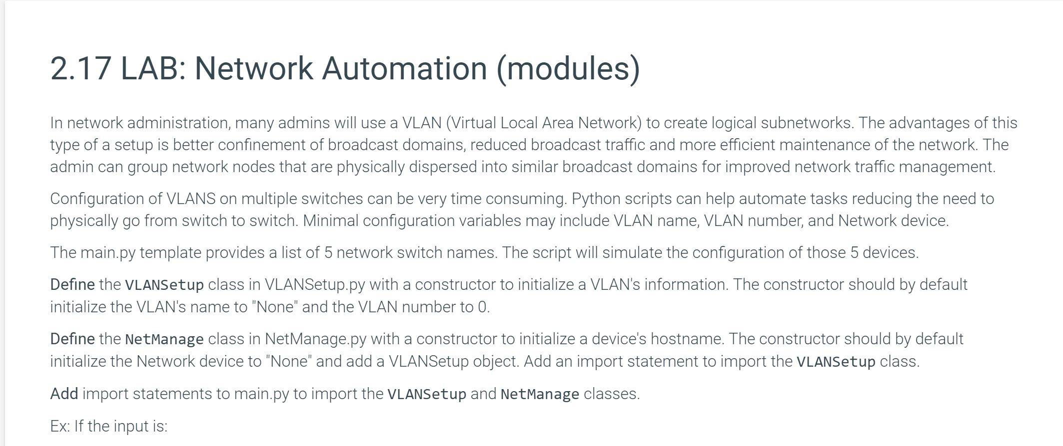 Solved 2.17 LAB: Network Automation (modules) In network | Chegg.com