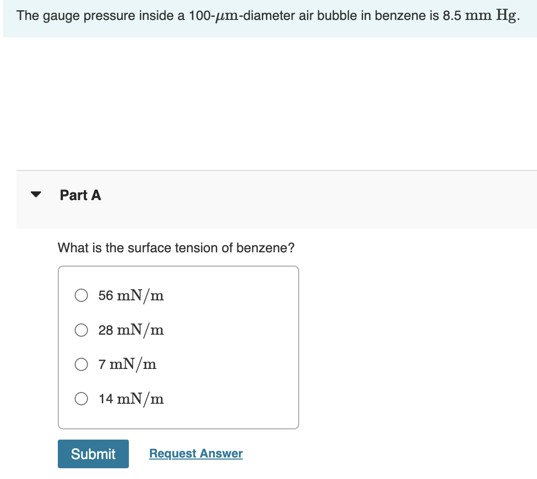 Solved The gauge pressure inside a 100umdiameter air