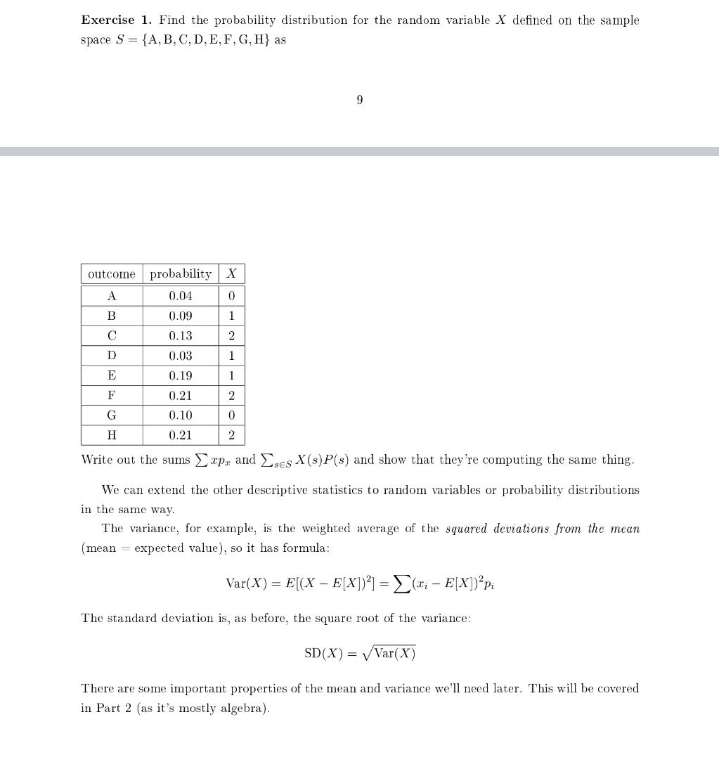 Solved Exercise 1. Find The Probability Distribution For The | Chegg.com