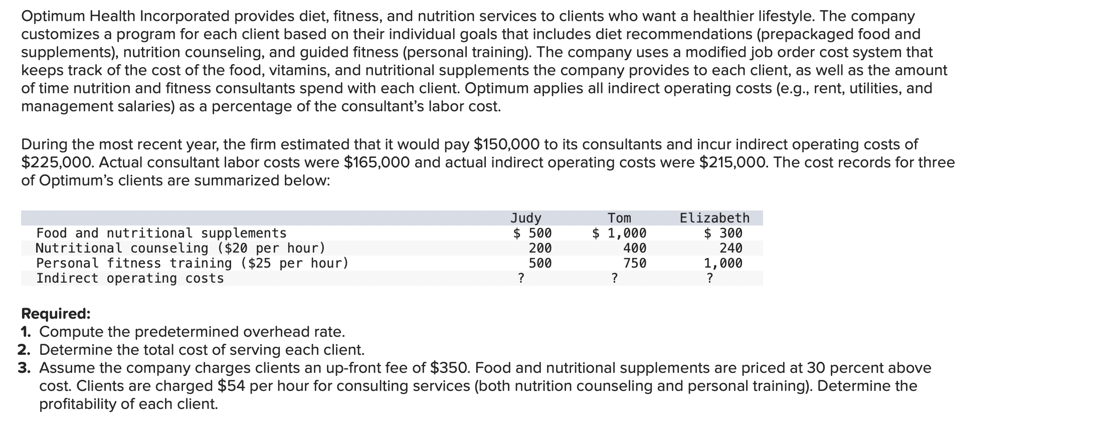 Solved Optimum Health Incorporated provides diet, fitness,