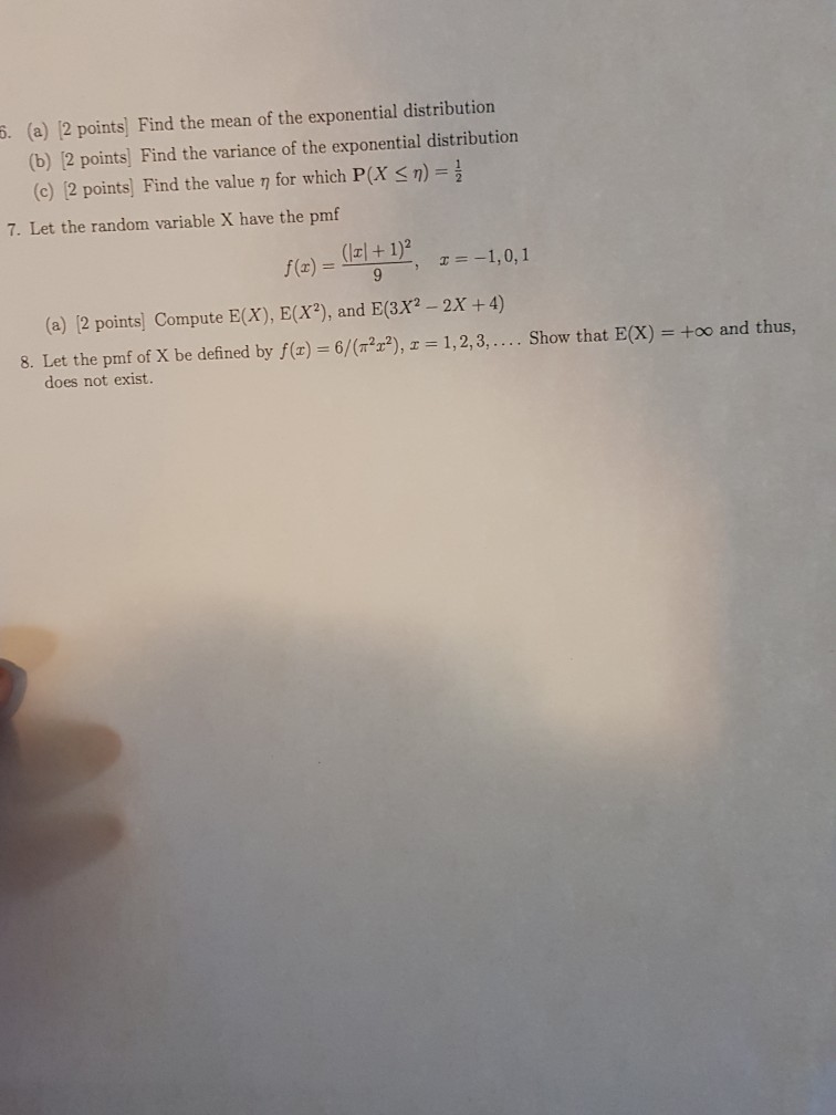 Solved 6. (a) 12 points] Find the mean of the exponential | Chegg.com