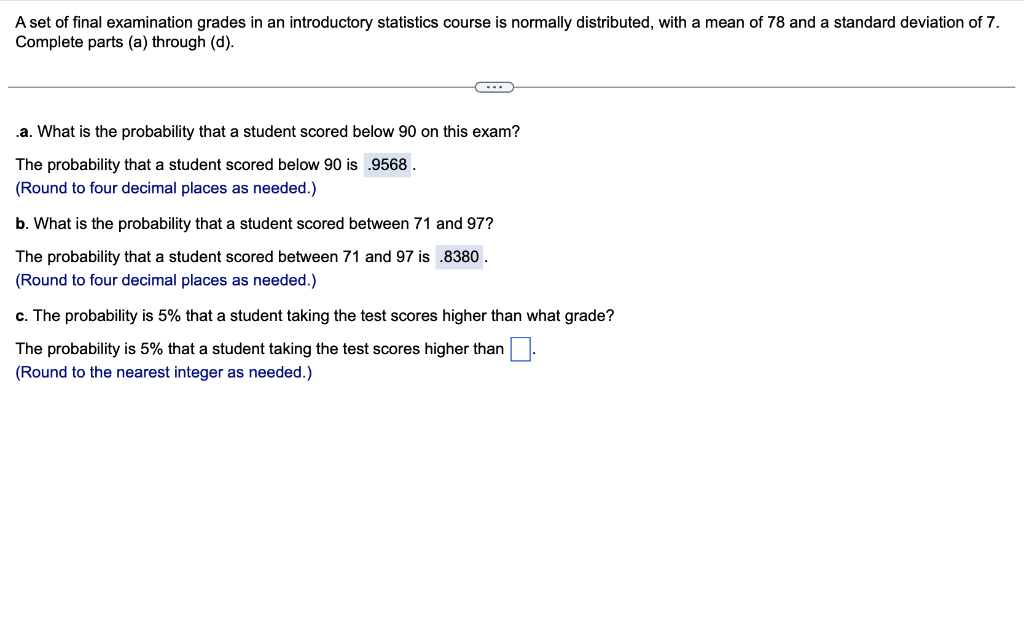 Solved A Set Of Final Examination Grades In An Introductory | Chegg.com