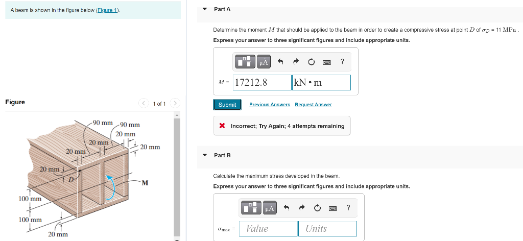 Solved A beam is shown in the figure below (Figure 1). Part | Chegg.com