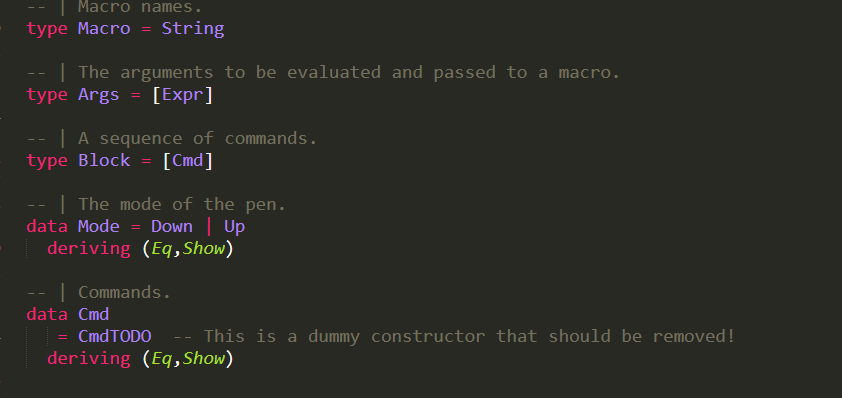 Macro names. type Macro = String | The arguments to | Chegg.com