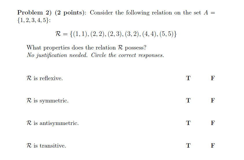 Solved Problem 2) (2 points): Consider the following | Chegg.com