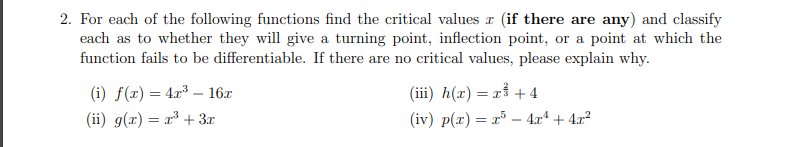 Solved 2. For each of the following functions find the | Chegg.com