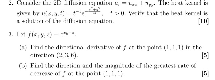 Solved Consider the 2D diffusion equation u_t = u_xx + u_yy. | Chegg.com