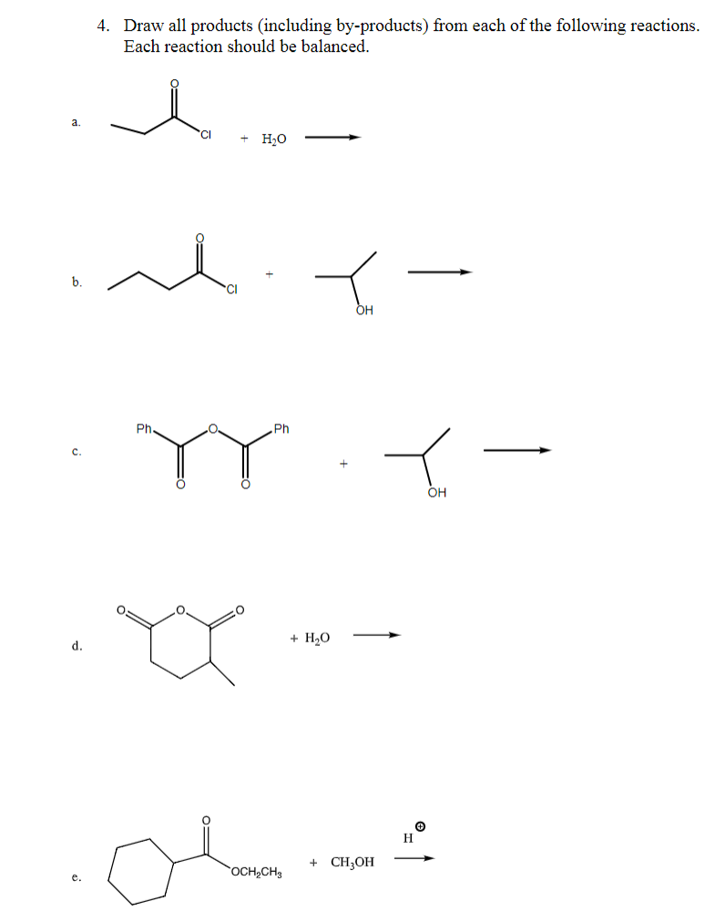 Solved 4. Draw all products (including by-products) from | Chegg.com