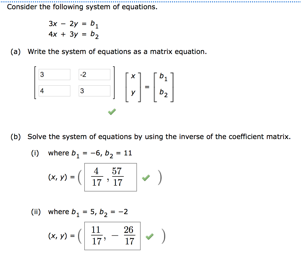 Solved Solve The System Of Linear Equations Using The Chegg Com