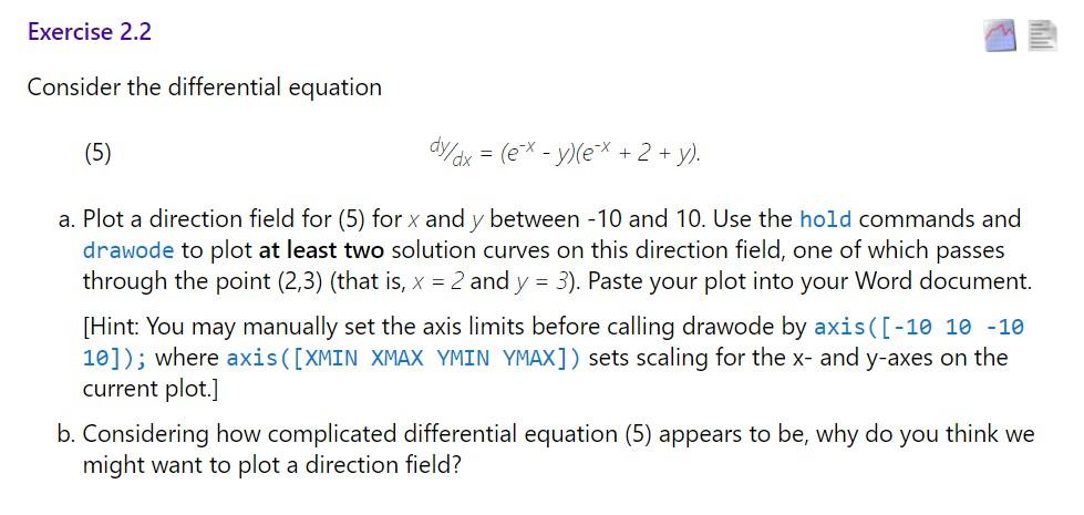 Solved Exercise 2.2 Consider the differential equation (5) | Chegg.com
