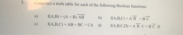 Solved 3. Construct a truth table for each of the following | Chegg.com